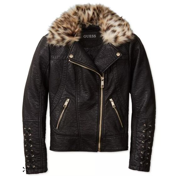 Guess Faux Leather Moto Jacket - S - Picture 2 of 7